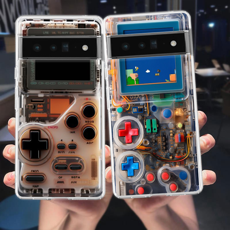Gaming Console Cartoon - Google Pixel 9,8,7,6,5,4,4XL,7A,6A,5A,4A,3A,Pro,XL,5G 투명 소프트 TPU