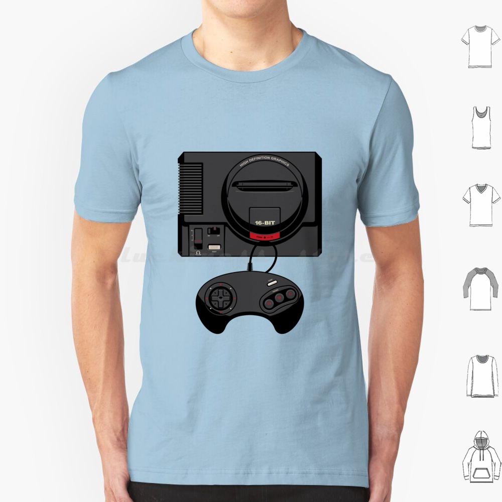 Gaming Console Genesis - 레트로 블랙 16비트 티셔츠 남성 여성
