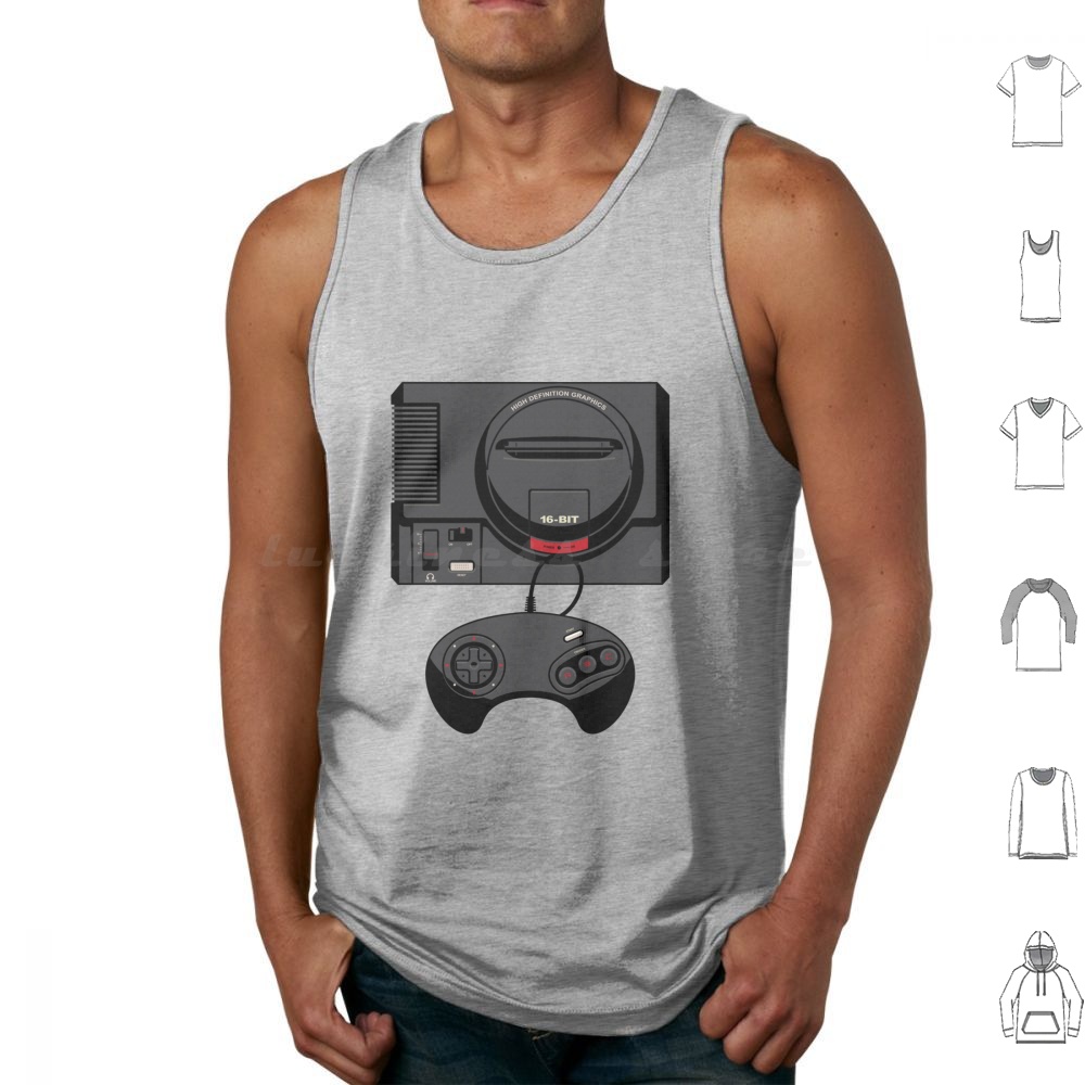 레트로 블랙 16비트 탱크 탑 프린트 코튼 레트로 게임 - Gaming Console Genesis 리뷰 및 가격